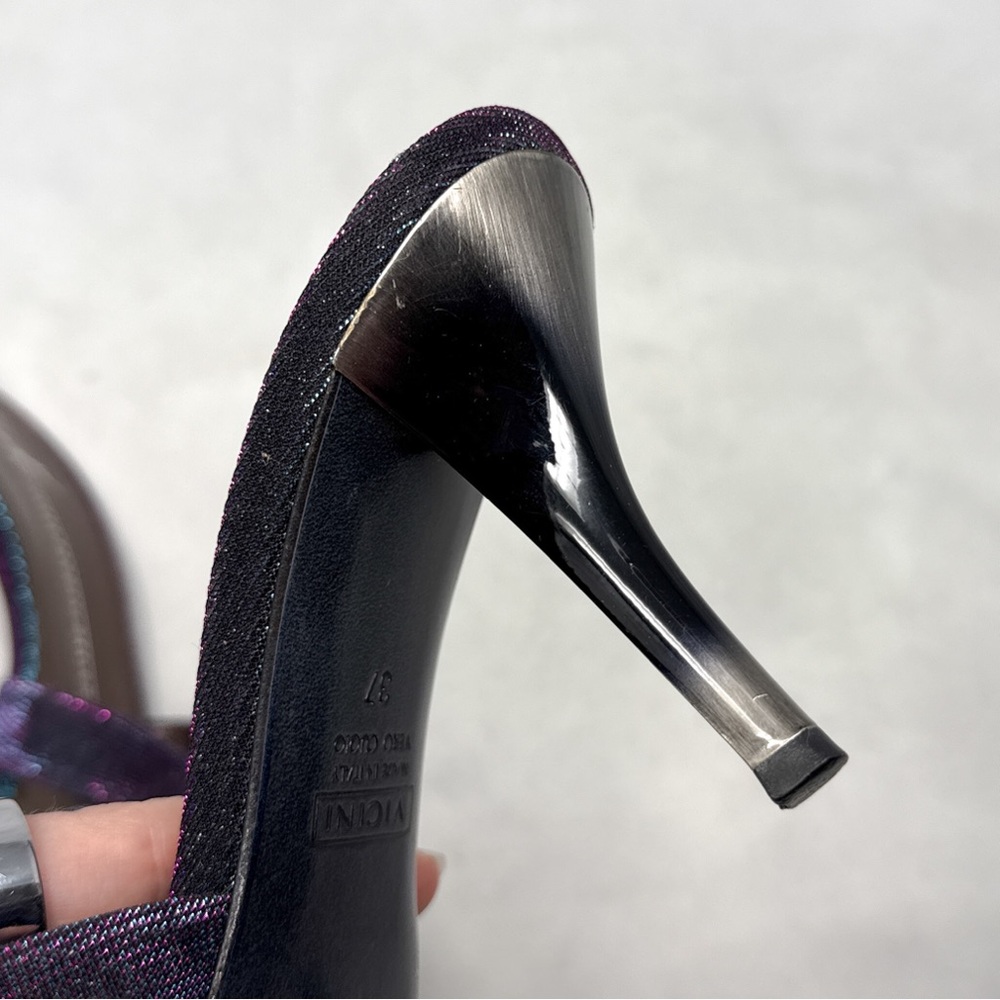 Giuseppe Zanotti Vicini Vintage Y2K Glitter Lurex Slide Mule Sandal Heels Retro - Picture 10 of 15